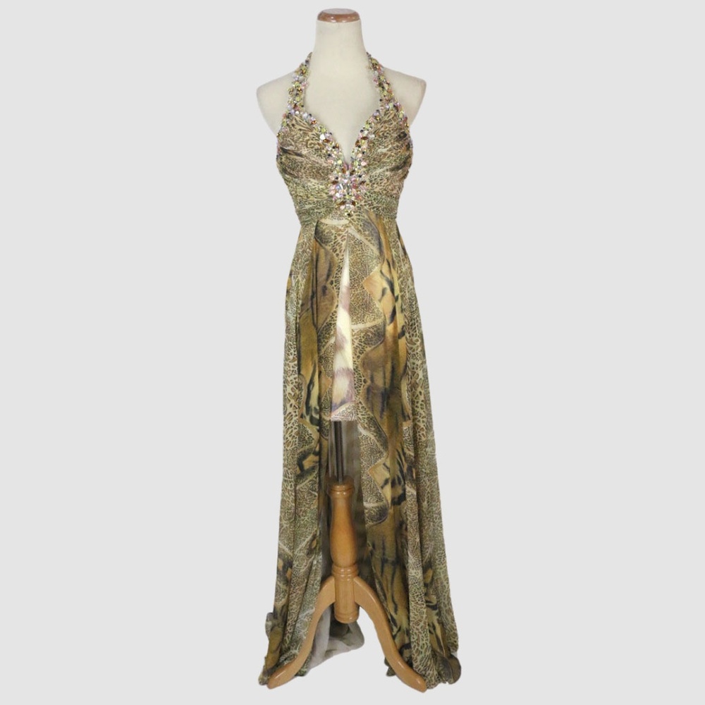 New Tony Bowls Multi High-Low Beaded Strap Halter